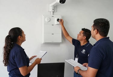 A black electronic safe with a keypad and a small digital display. The safe has a prominent brand logo on the front and a warning label at the top left corner. It is placed in a dark environment, enhancing its prominence and security features.