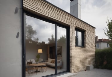 A historic building is under renovation with bright yellow scaffolding on the facade. The building is set against a backdrop of modern high-rise structures. A crane is visible above, indicating ongoing construction work in the area.