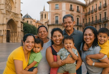 a family posing for a picture in Spain