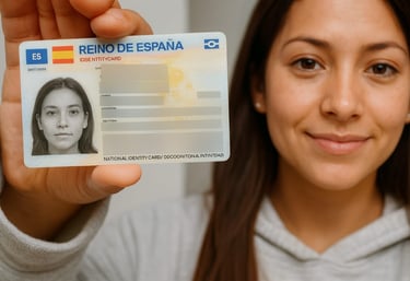 a woman holding a card with a picture of a woman's face