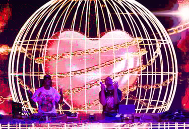 VJ PixelPunk - LED Screen Visuals - Surreal Heart in a Cage Stage Backdrop for Music Festivals and D