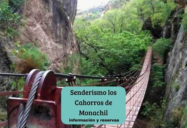 Puente colgante en los Cahorros de Monachil, ideal para senderismo y vistas espectaculares