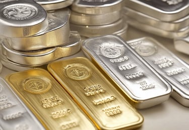gold bars and silver bars