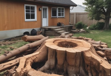 A close-up of a freshly planted tree in a garden.
