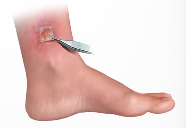 Restorigin™ amniotic membrane applied to a leg ulcer