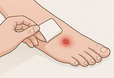 a slow healing foot wound with a bandage being peeled off