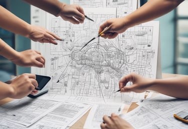 Close-up of hands writing notes during a client meeting in a bright office.