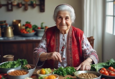A family preparing traditional Armenian tolma in a cozy kitchen setting.