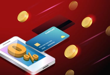 a smartphone phone with a credit card