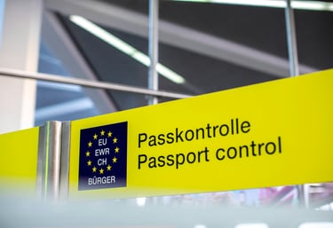 Yellow passport control sign