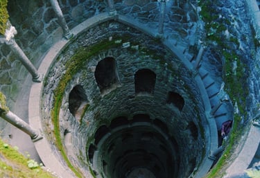 The Initiation Well, or Poço Iniciático, at Quinta da Regaleira in Sintra