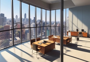 a city street scene with a black and white photo