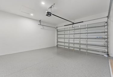garage with gray epoxy finish