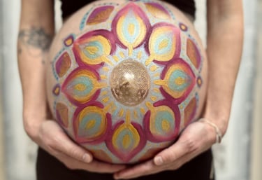 Carmela Martello Bauchmalerei und Geburtskerzen heilige Rituale