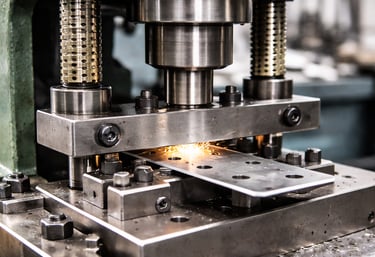 Prensa Hidráulica realizando estamparia