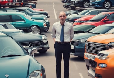 A car dealership at night with bright lights illuminating the building's modern, glass-front design. A red SUV is parked near the entrance, and the interior showcases more vehicles. The dealership is branded with the Volkswagen logo and the name St. John's is visible.