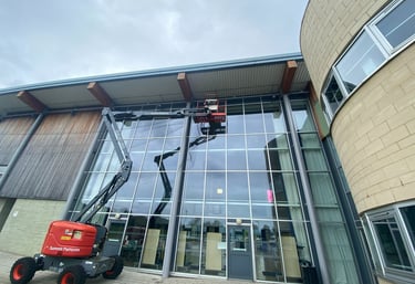 netting fitted to a school from a MEWP 