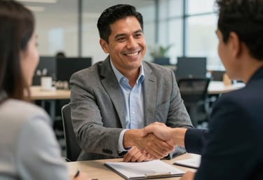 a man riding a skateboard down a street next to tall buildings