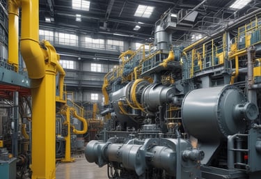 Heavy machinery and equipment displayed at a trading expo.