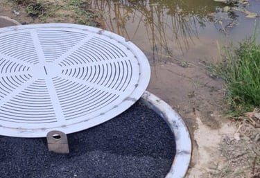 A picture of biochar filtering farm run off