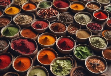 A vibrant display of various halal spices offered by Five Synergy Trading.