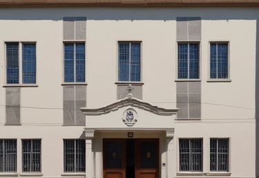 a classroom with a map hanging on the wall