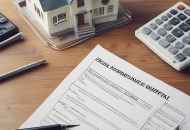 Modern office building with real estate agents discussing property listings.