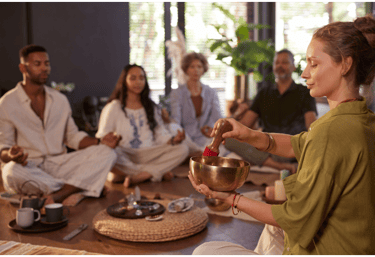 a group of people having a mindful moment