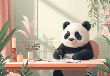 Mindy the mindful panda journaling
