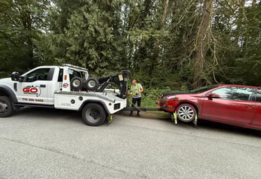 towing operator ensuring the vehicle is safe and secure 