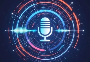 Abstract visualization of ShuvAI conversational voice AI and natural language processing