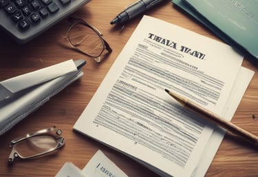 Four men in business attire are engaged in a discussion around a table. One man appears to be explaining something while pointing at some documents in front of them. The others are listening attentively, and one holds a pen and a mobile device. The setting is a plain office environment.