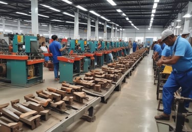 A small manufacturing unit owner happily reviewing compliance certificates on a tablet.