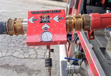 a fire hydrant with RAFS, the cafsgenerator, and hose attached