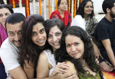 Group of Indians in a group hug
