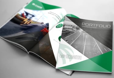 capa de um portfólio, catálogo de serviços da empresa