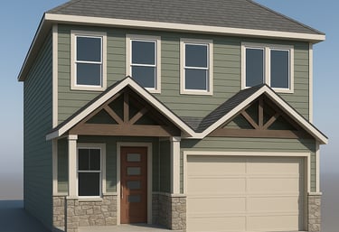 3D architectural rendering of upcoming 2-story build on Crazy Cross Road