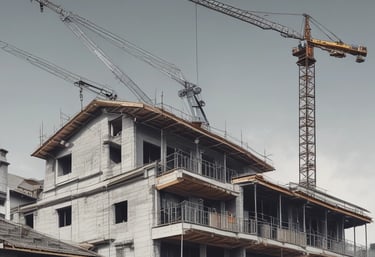 a man riding a skateboard down a street next to tall buildings