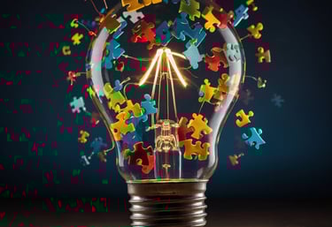 Bulb with puzzle pieces indicating strategy