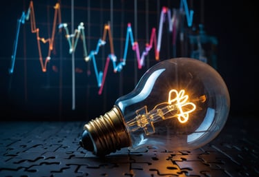 Bulb with chart showing innovation and growth