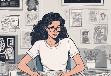 A colorful display of customized t-shirts in various designs.