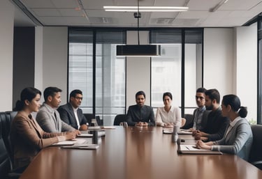 A team meeting discussing agricultural strategies.