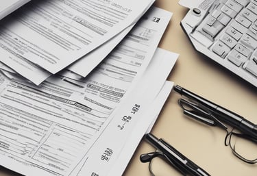 A friendly team of tax advisors discussing strategy with clients in an office setting.