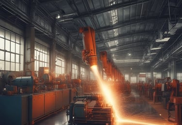 A collage representing technology, pharma, manufacturing, and retail.