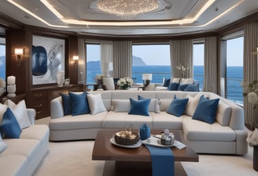 A team of professionals collaborating on a superyacht interior project.