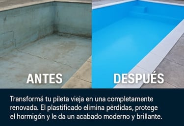 Reparación de pileta de hormigón con fibra de vidrio en Morón
