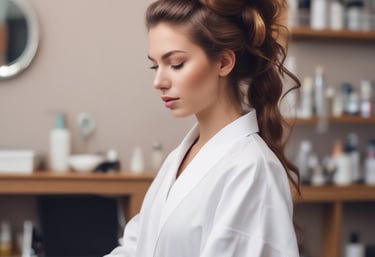 A serene spa setting with soft lighting and calming decor.