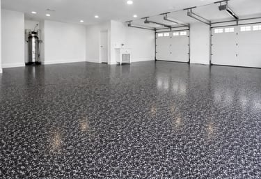 Epoxy garage floor with black flakes