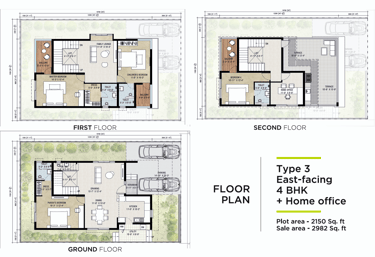 Paradise on Earth 4 BHK with Home Office Floor Plan