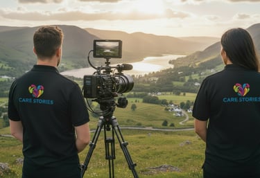 The Care Stories team on location in the Lake District filming